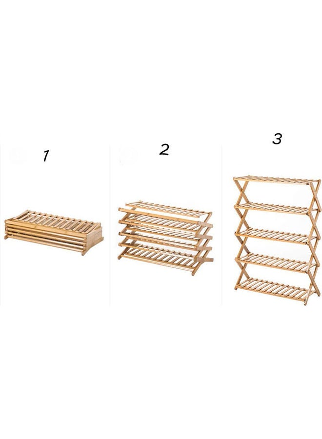 LINGWEI - 5-Tier Wooden Foldable Shelf Storage Organizer Shoe Rack Beige 25x70x88cm - Image 1