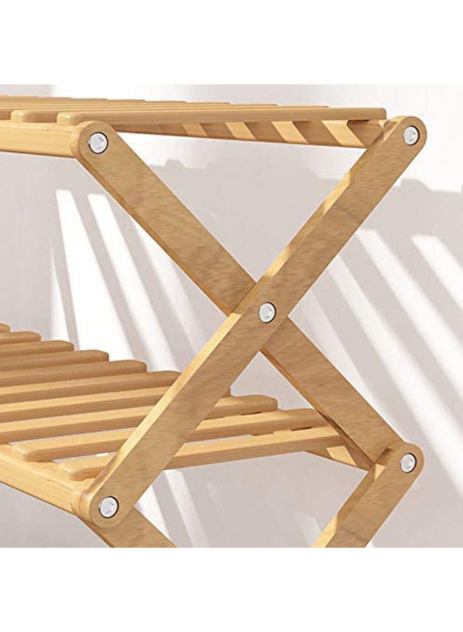 LINGWEI - 5-Tier Wooden Foldable Shelf Storage Organizer Shoe Rack Beige 25x70x88cm - Image 1