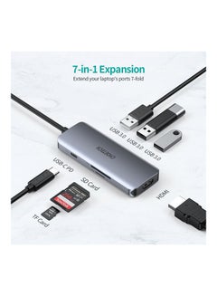 CHOETECH 7-In-1 Type C HUB Grey  - Image 2