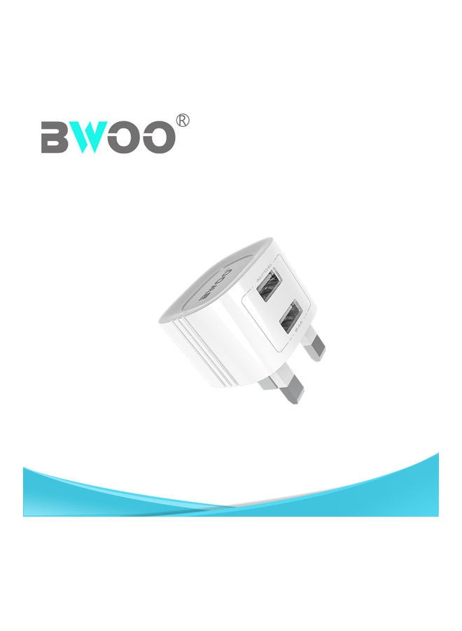 BWOO Dual USB Wall Charger White 