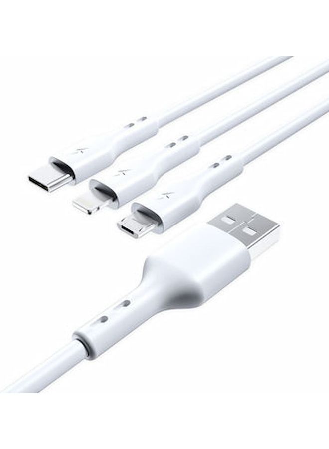 BWOO USB Lightning 8 Pin Type-C Micro Charging and Data Transfer White  - Image 2