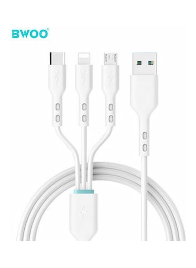 BWOO USB Lightning 8 Pin Type-C Micro Charging and Data Transfer White  - Image 5