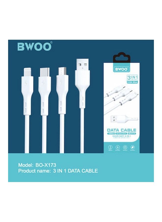 BWOO USB Lightning 8 Pin Type-C Micro Charging and Data Transfer White  - Image 4