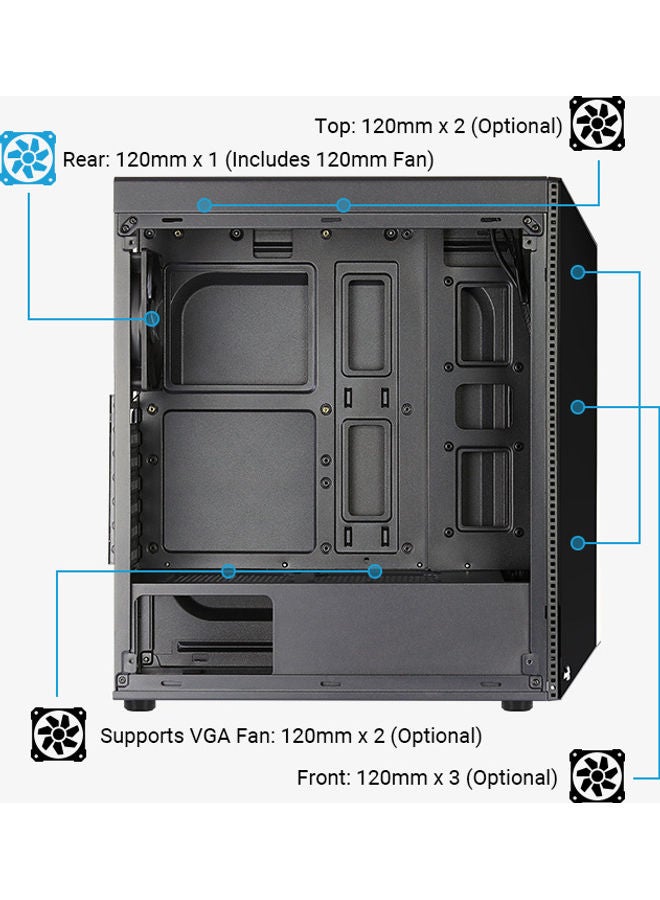 AeroCool - Shard RGB Mid Tower Tempered Glass Mid Tower Case SHARD-G-BK-V2 - Image 1