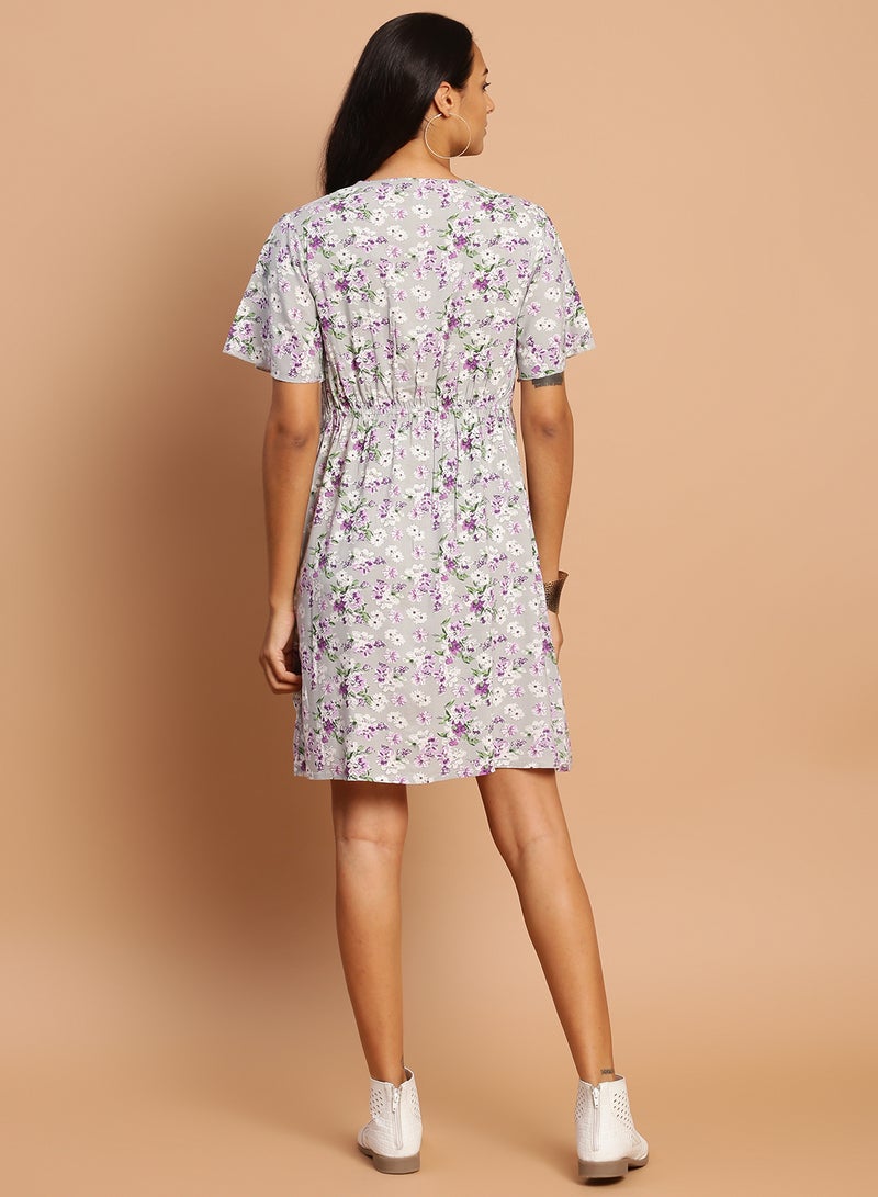 Aila - Casual Printed Mini Dress Multicolour - Image 1