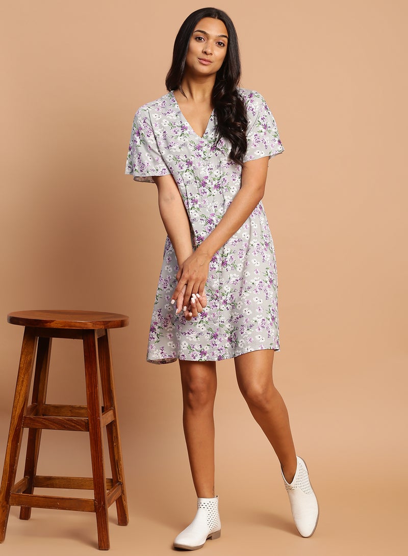 Aila - Casual Printed Mini Dress Multicolour - Image 1