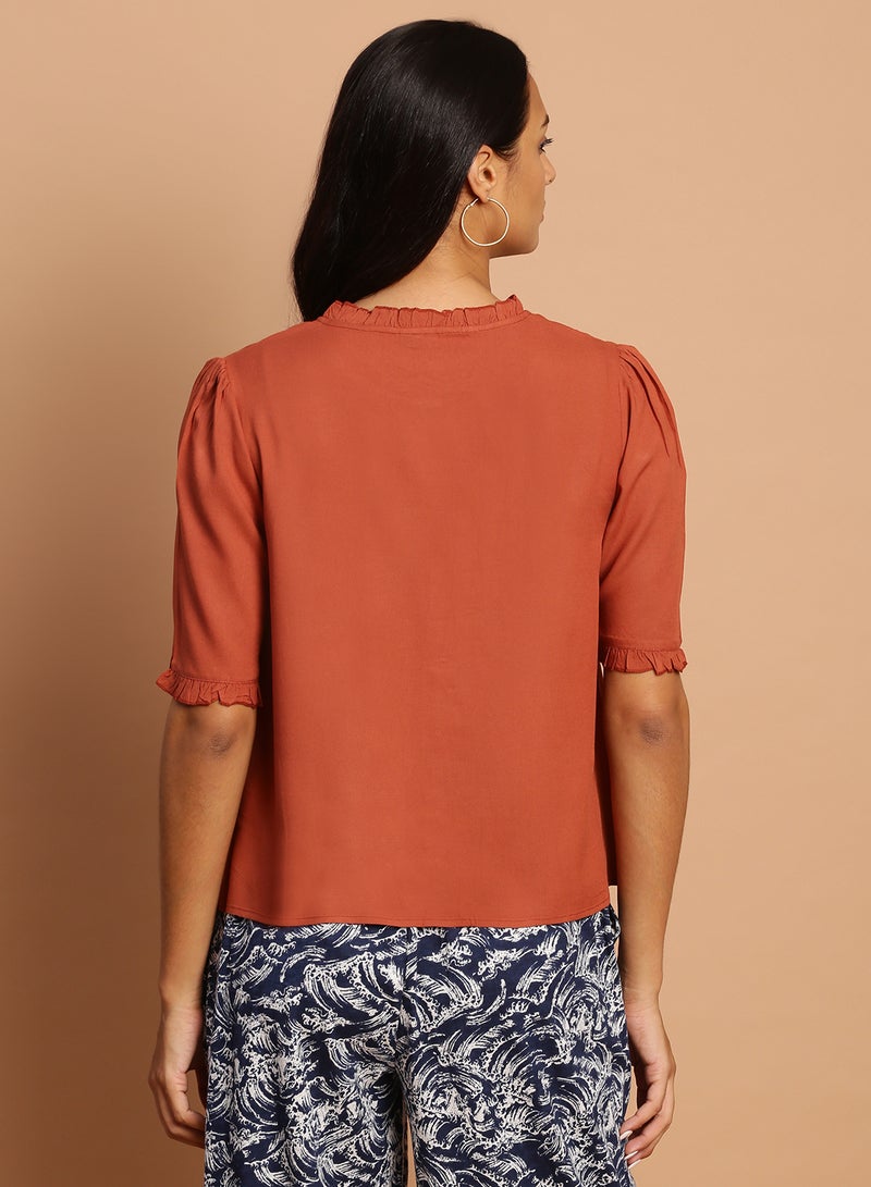 Aila Plain Casual Top Dark Beige  - Image 2