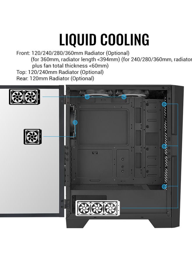 AeroCool Mirage V2 Gamer Cabinet - Mid Tower - ATX / micro ATX / mini-ITX - 3 Fans - Side Panel - Image 4