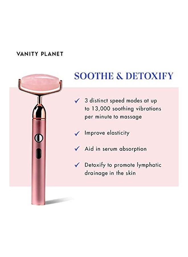 Vanity Planet Rousa Vibrating Rose Quartz Roller Pink 2X2.2X1.9inch - Image 1