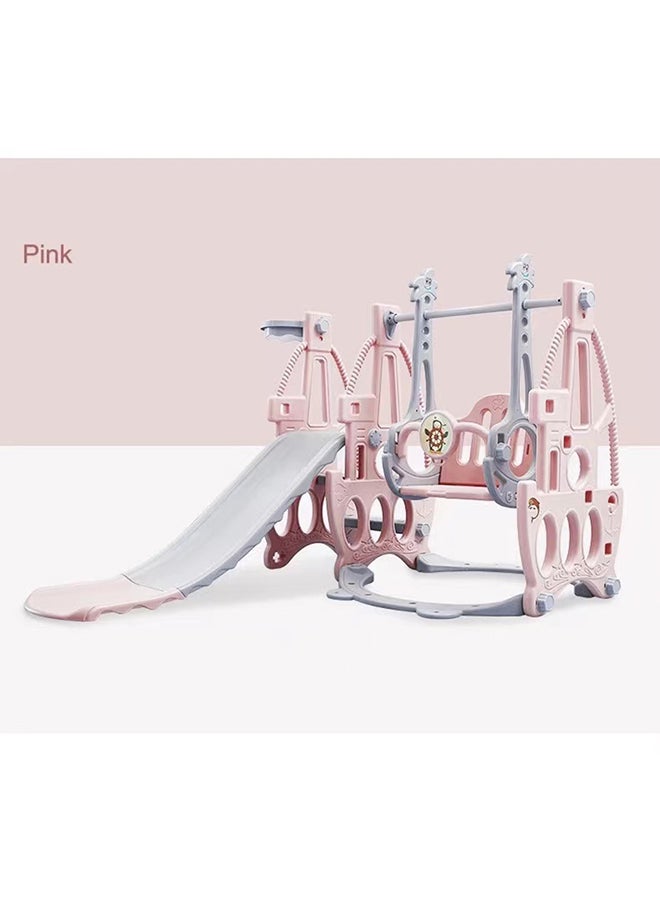 Little Story - 3In1 Swing Wt Slide, Swing,Climb And Slide, Indoor And Outdoor Play, Basketball Ring, Smooth And Soft Edges, Easy To Fold, 3-Point Safety Harness, Kids 1-6Years, Pink - Image 1