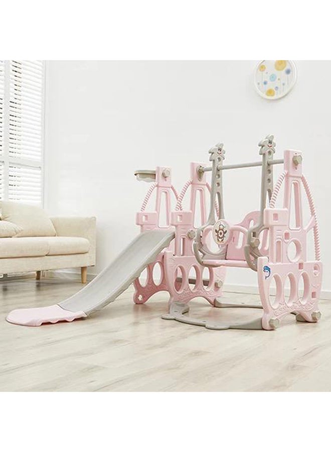 Little Story - 3In1 Swing Wt Slide, Swing,Climb And Slide, Indoor And Outdoor Play, Basketball Ring, Smooth And Soft Edges, Easy To Fold, 3-Point Safety Harness, Kids 1-6Years, Pink - Image 1