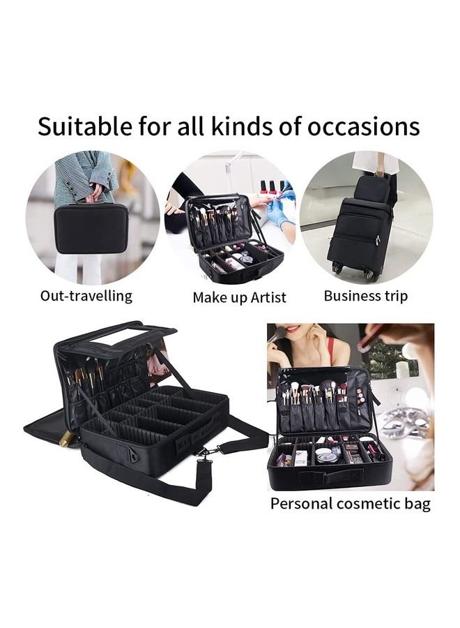 Makeup Bag Organizer with Adjustable Division Black - Image 3