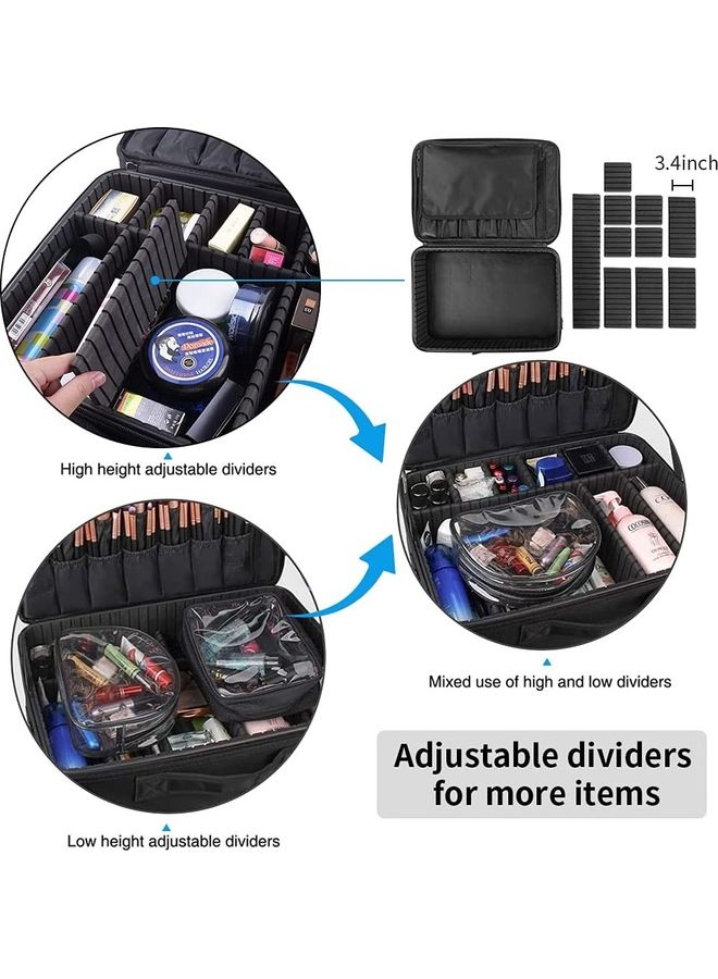 Makeup Bag Organizer with Adjustable Division Black - Image 3