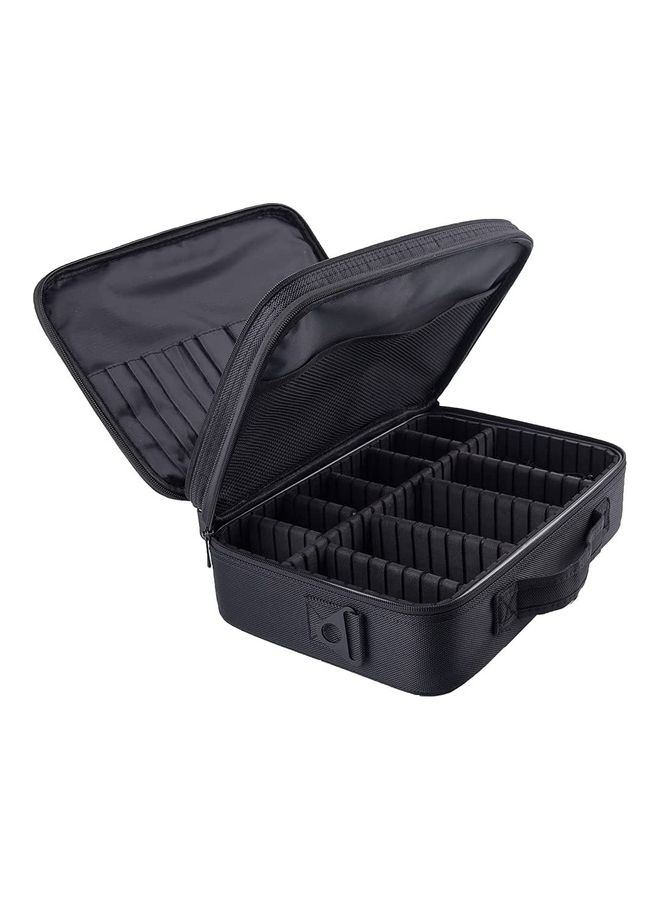 حقيبة لتنظيم المكياج مزودة بقسم قابل للتعديل أسود - Image 1