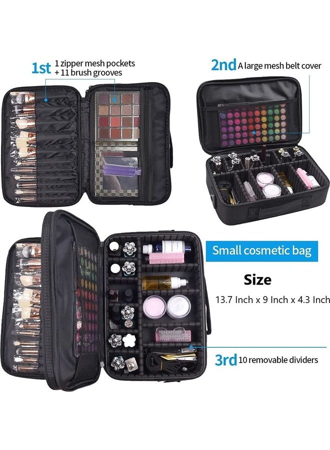 حقيبة لتنظيم المكياج مزودة بقسم قابل للتعديل أسود - Image 2
