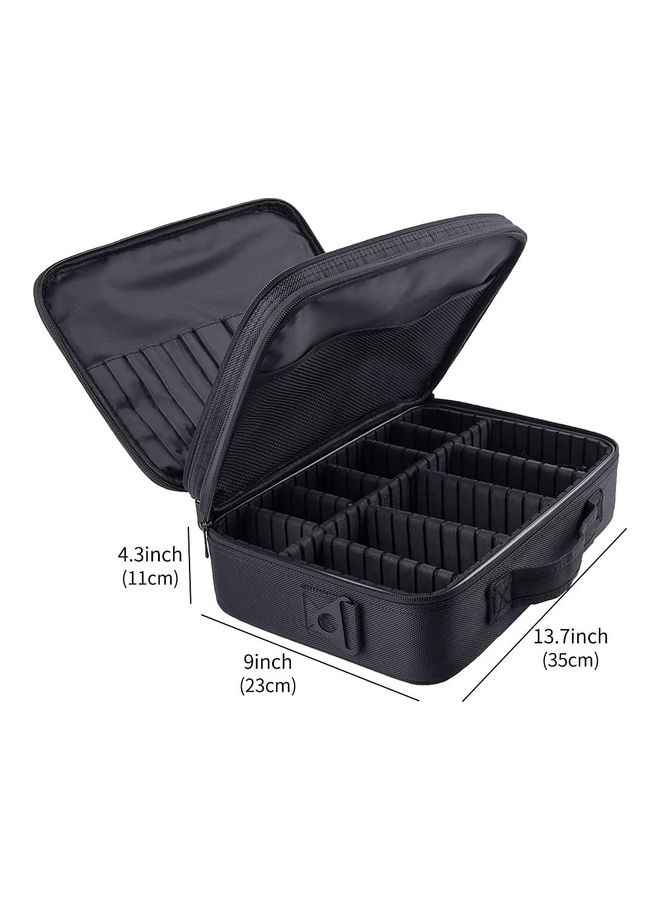 حقيبة لتنظيم المكياج مزودة بقسم قابل للتعديل أسود - Image 3