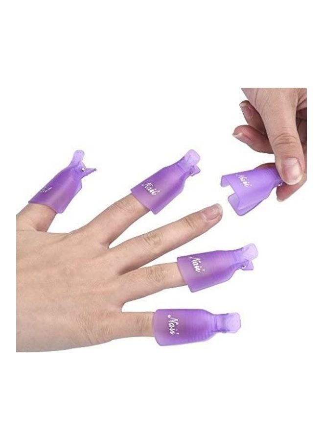 10-Piece Plastic Acrylic Nail Art Soak Off Cap Clip UV Gel Polish Remover Wrap Tool Purple - Image 2