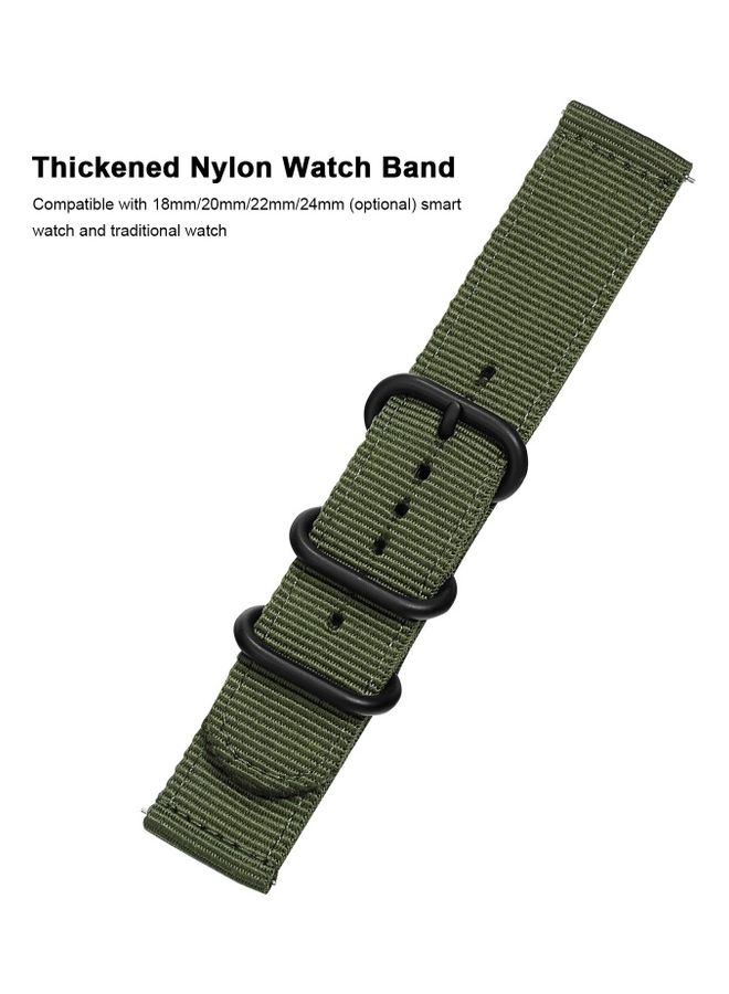 Replacement Soft Thickened Nylon Strap for Watch 24mm Green - Image 3