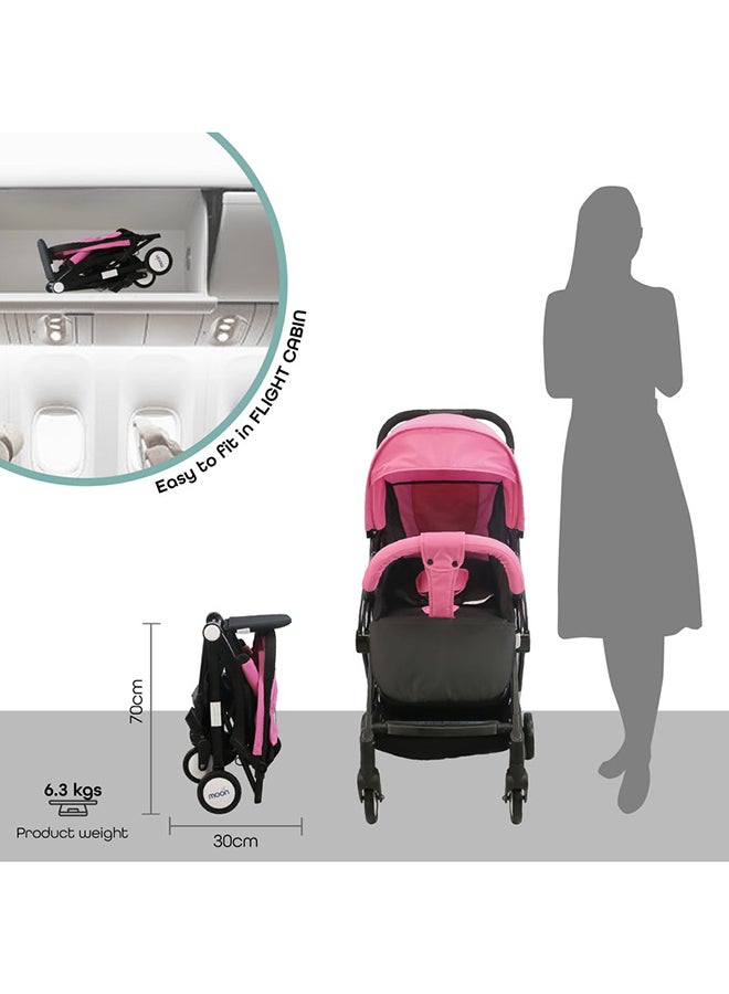Moon Compact Cabin Stroller - Pink/Black  - Image 5