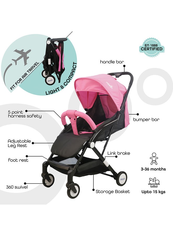 Moon Compact Cabin Stroller - Pink/Black  - Image 3