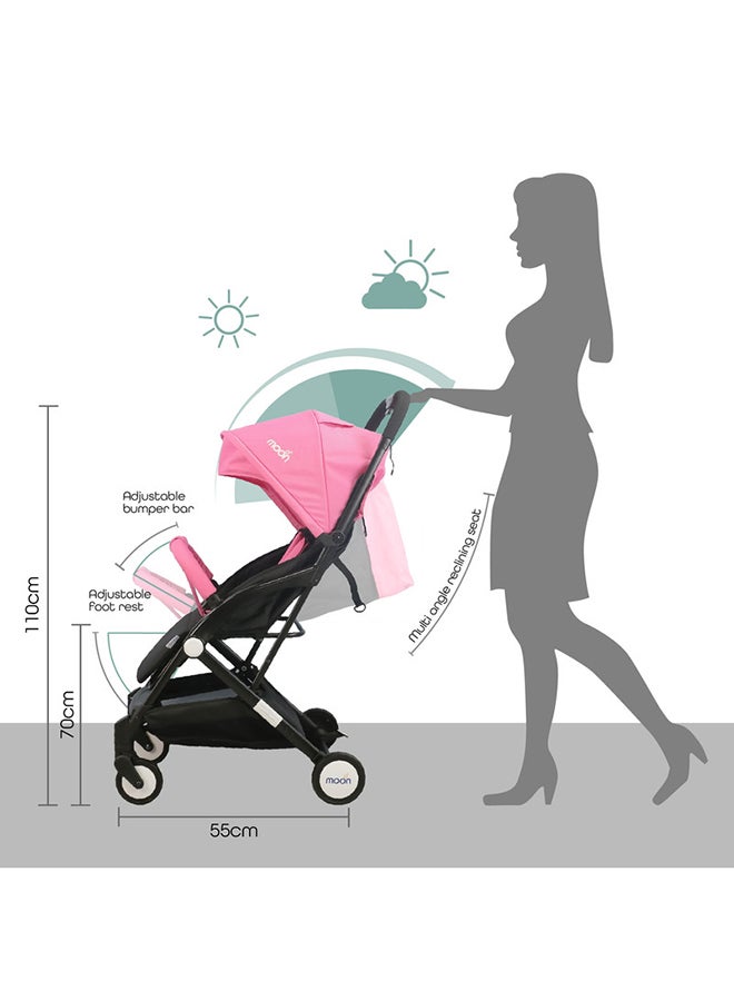 Moon Compact Cabin Stroller - Pink/Black  - Image 4