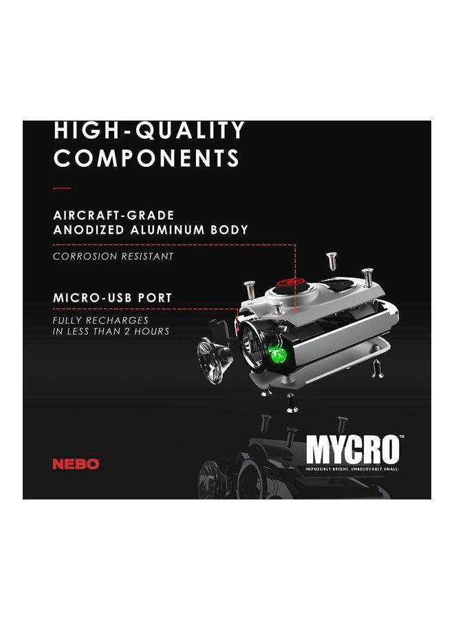 Mycro Keychain Light -  Rechargeable Flashlight, Pocket Light, And Keychain Light, Silver