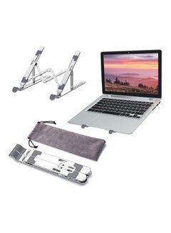 Generic Portable Laptop Stand Foldable Aluminum Alloy Laptop Riser Silver  - Image 1