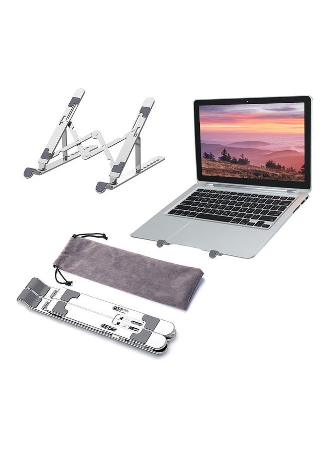 Generic Portable Laptop Stand Foldable Aluminum Alloy Laptop Riser Silver  - Image 1