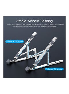 Generic Portable Laptop Stand Foldable Aluminum Alloy Laptop Riser Silver  - Image 5