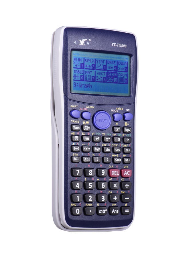 Generic Multi-Functional Calculator Large LCD Screen Adjustable Contrast/Brightness with Sliding Protective Cover Dark blue  - Image 2