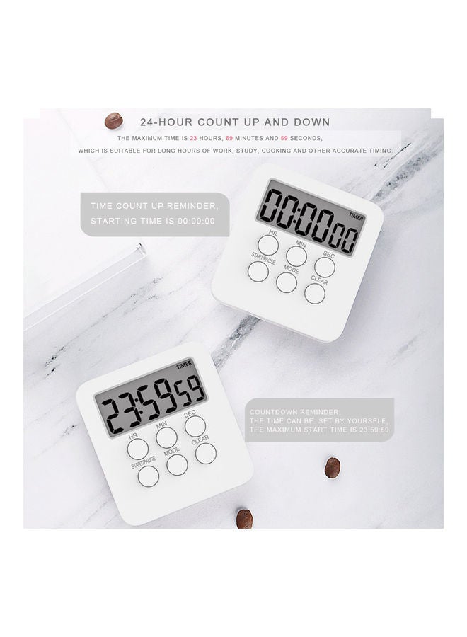 Generic Digital Timer Clock Magnetic Cooking Countdown Alarm 24 Hours with LCD Screen white  - Image 3
