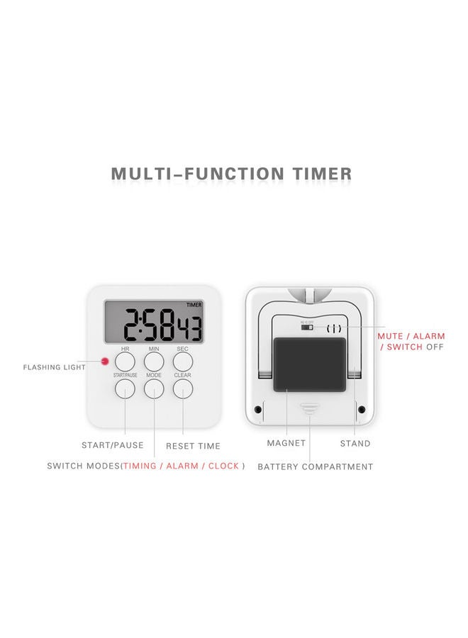 Generic Digital Timer Clock Magnetic Cooking Countdown Alarm 24 Hours with LCD Screen white  - Image 4
