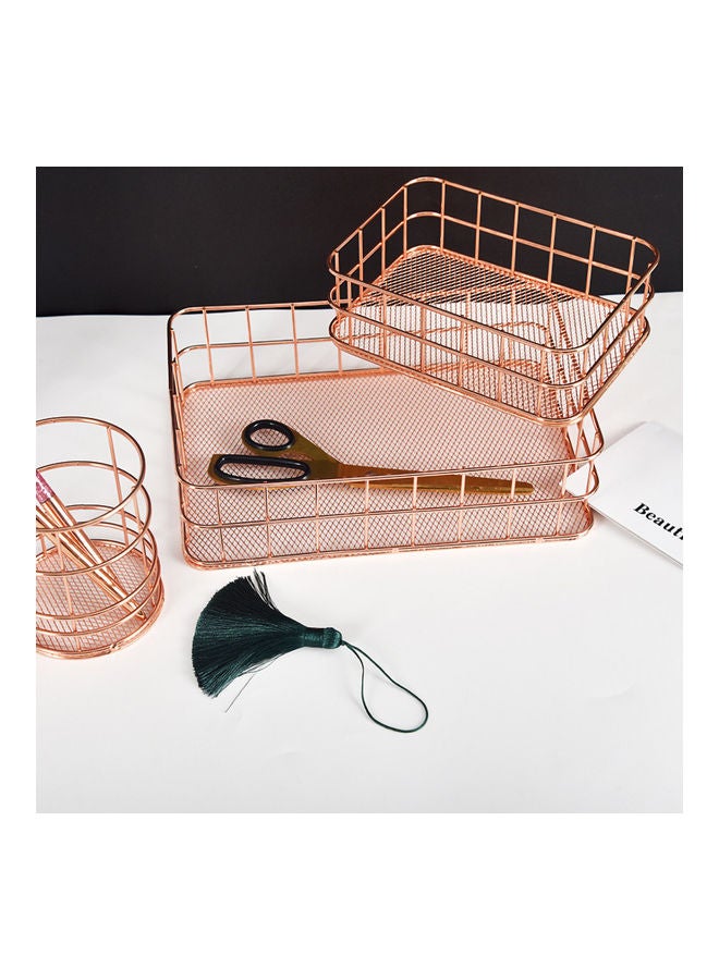 Generic Desk Organizer Wire Basket Gold  - Image 2