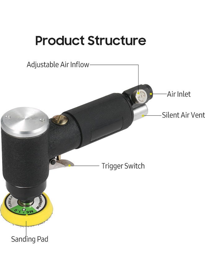 Adjustable Mini Air Sander Black/Silver/Yellow - Image 3