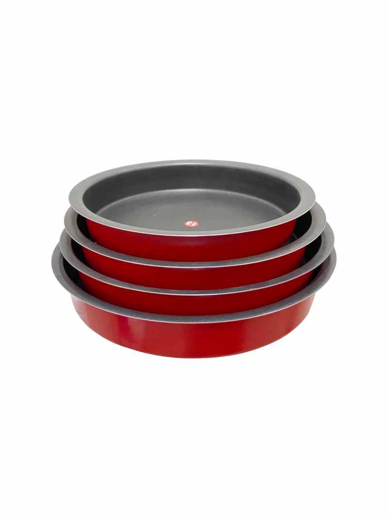 Ayda 4-Pieces Non-Stick Oven Dish Red 24,26,28,30centimeter - Image 1