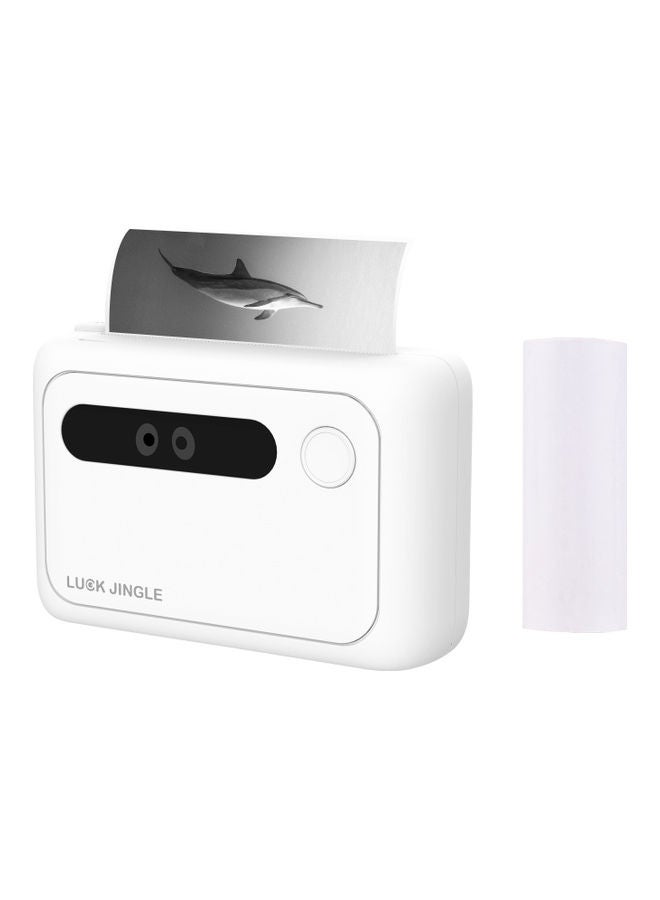 Mini Pocket Photo Printer With 1 Roll Thermal Paper White