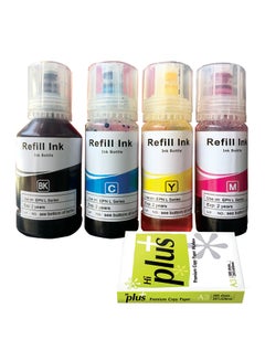4-Piece Refill Ink Kit With A4 80gsm Ream Multicolour