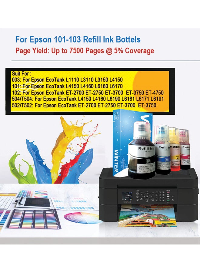 Office Maker - 4-Piece Refill Ink Kit With A4 80gsm Ream Multicolour - Image 1