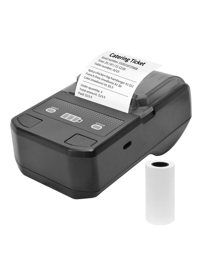 Portable Thermal Receipt Printer With 1 Paper Roll Black/White  - Image 1