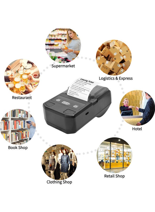 Portable Thermal Receipt Printer With 1 Paper Roll Black/White  - Image 5