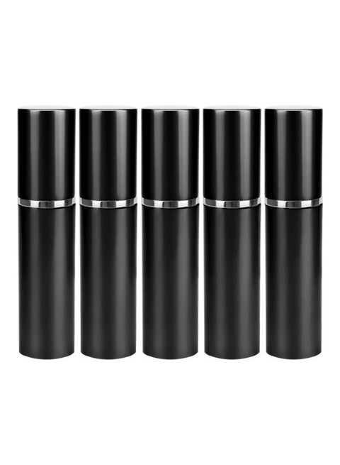 5-Piece Portable Refillable Mini Perfume Bottles Set Black/Silver