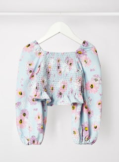 Bardot Junior Kids/Teen Broderie Crop Top Light Blue  - Image 1