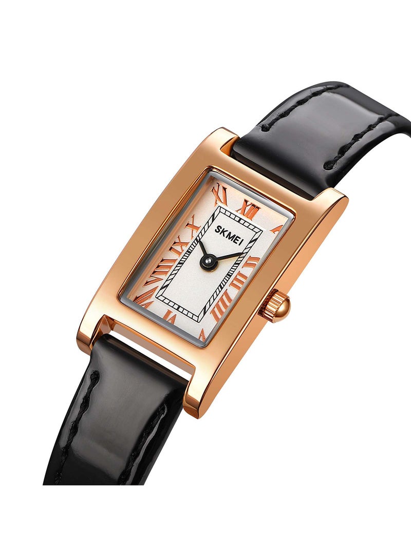 SKMEI Women's Japan Quartz Movement 3Bar Waterproof Top Brand Luxury Leather Strap Wristwatch 3871BK - Image 2