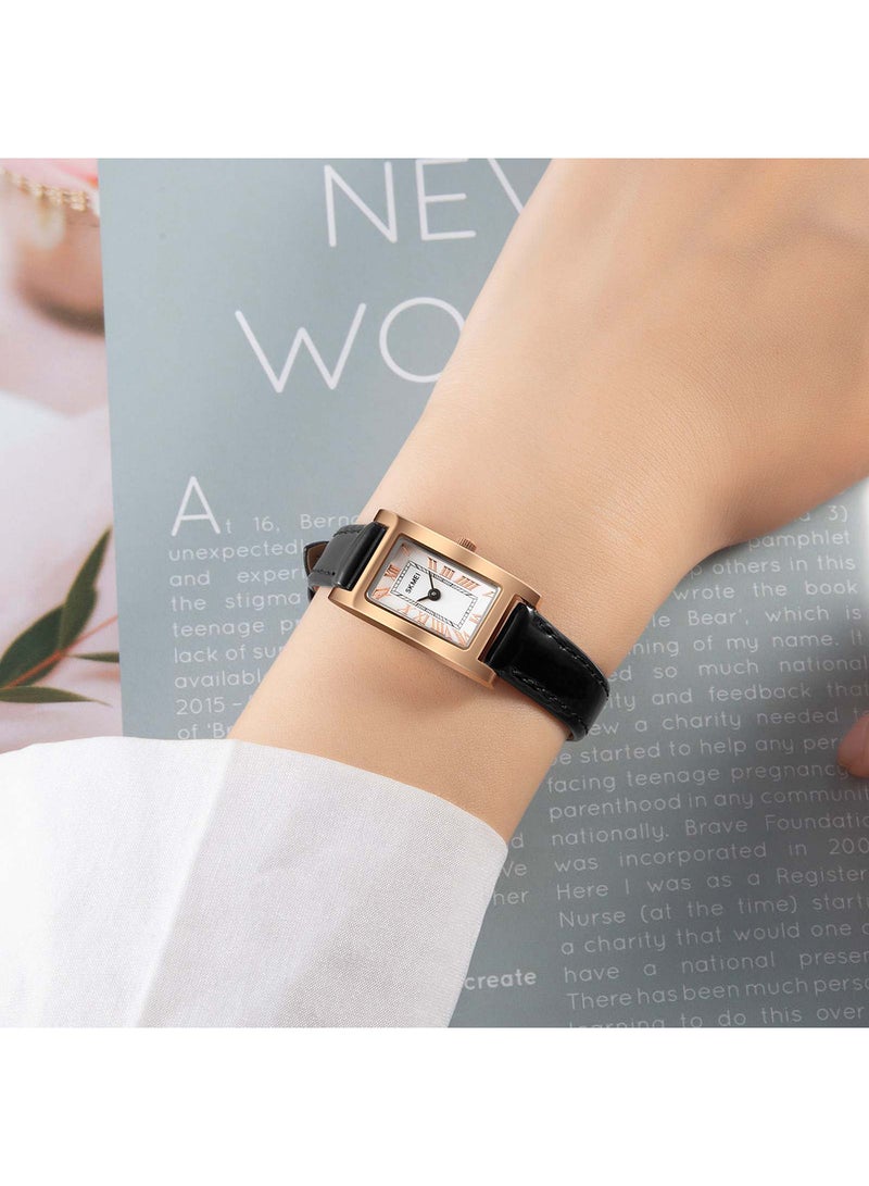 SKMEI Women's Japan Quartz Movement 3Bar Waterproof Top Brand Luxury Leather Strap Wristwatch 3871BK - Image 3