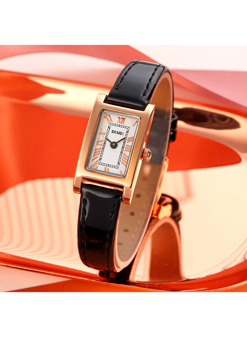 SKMEI Women's Japan Quartz Movement 3Bar Waterproof Top Brand Luxury Leather Strap Wristwatch 3871BK - Image 4