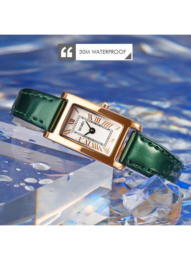 SKMEI Women's Japan Quartz Movement 3Bar Waterproof Top Brand Luxury Leather Strap Wristwatch 3871GN  - Image 4
