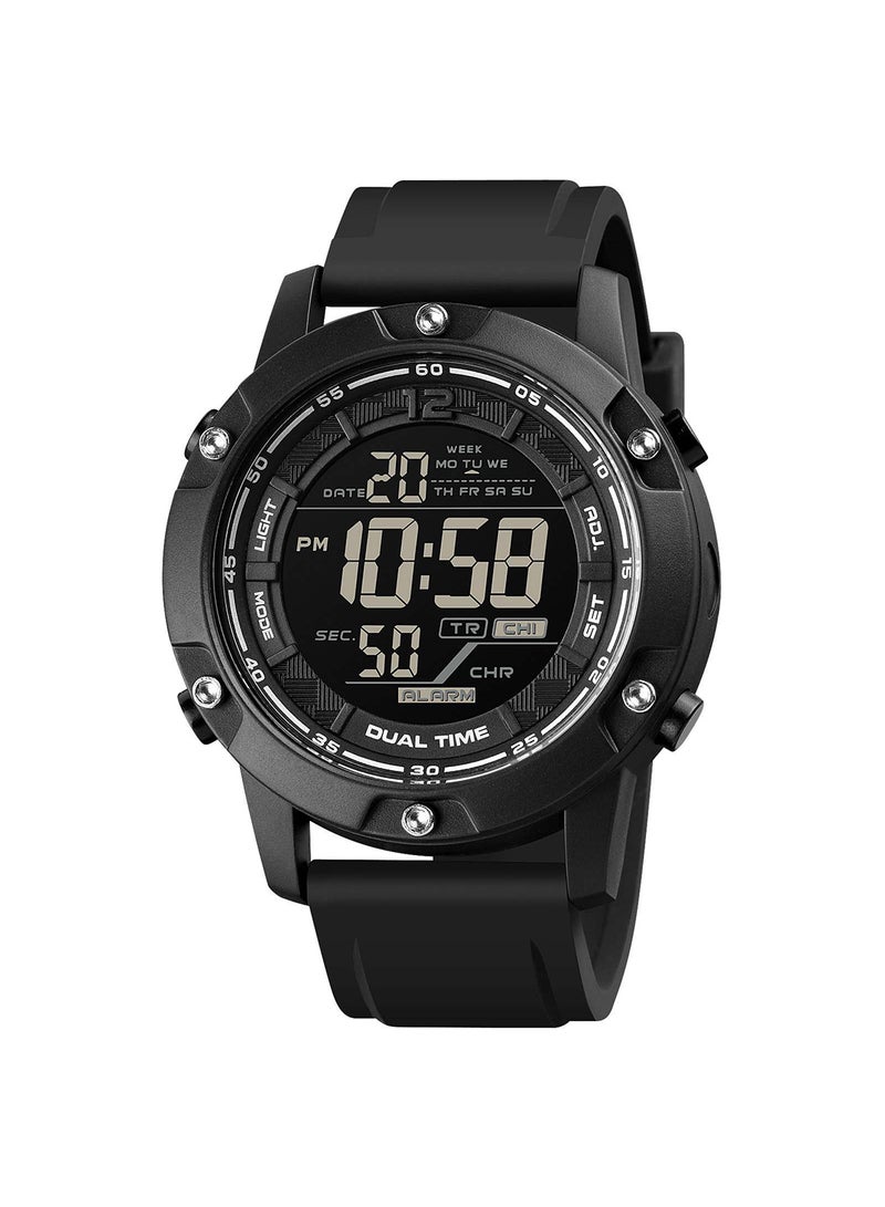 SKMEI Men's 100 Meters Water Resistant Silicone Strap Digital Sports Wrist Watch 2671BK  - Image 1