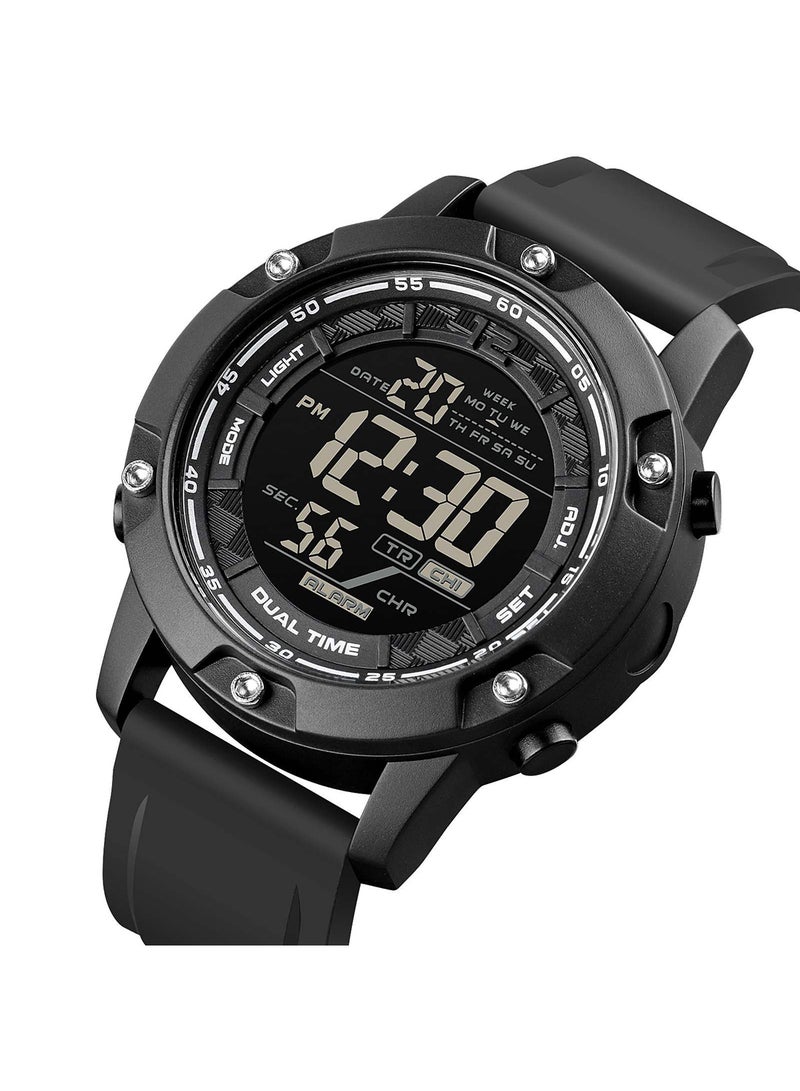 SKMEI Men's 100 Meters Water Resistant Silicone Strap Digital Sports Wrist Watch 2671BK  - Image 3