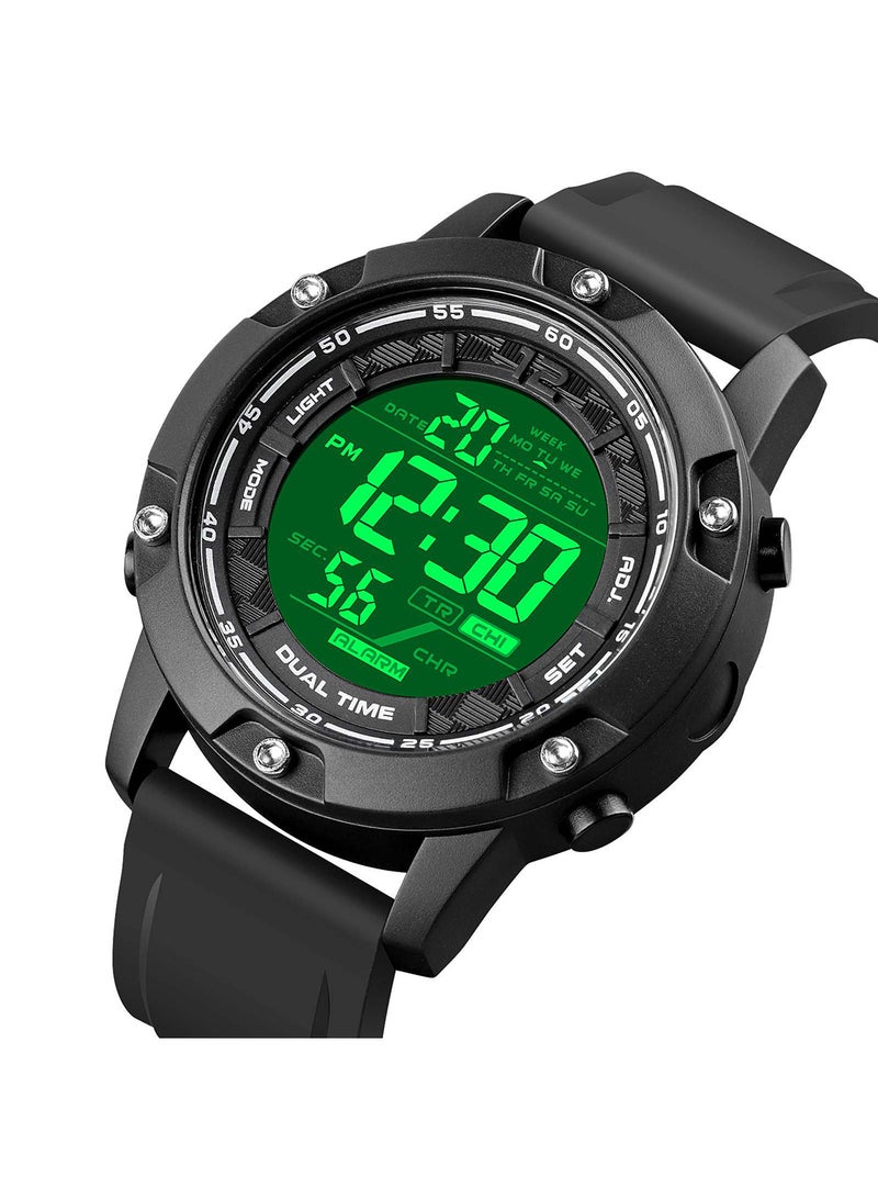 SKMEI Men's 100 Meters Water Resistant Silicone Strap Digital Sports Wrist Watch 2671BK  - Image 4
