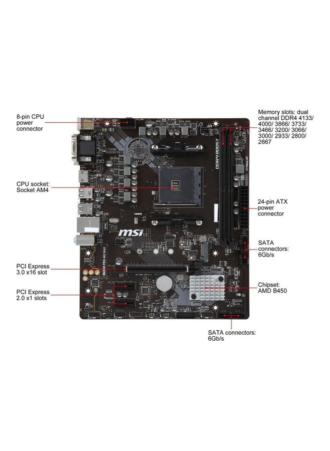 MSI B450M Pro-M2 Max AMD Motherboard Black  - Image 4